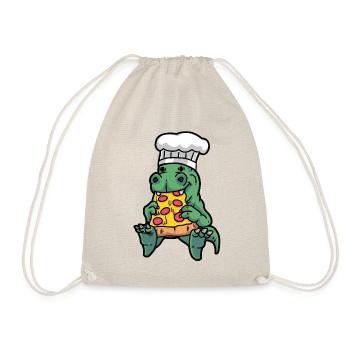 Pizza Bäcker Dino Restaurant Gourmet Kinder - Turnbeutel - Natur - Vorne