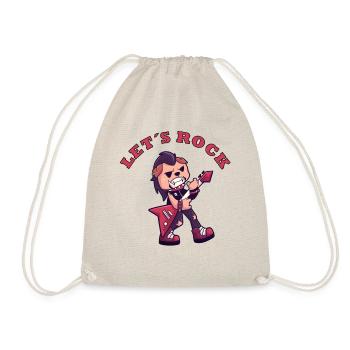 Let´s Rock Hund Metal Musik Geschenk - Turnbeutel - Natur - Vorne
