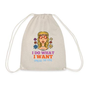 I Do What I Want Woman Girl Hippie - Drawstring Bag - nature - Front