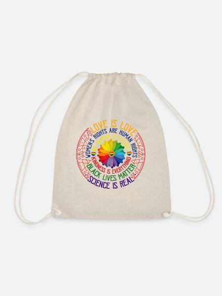 Love Is Love LGBT Rainbow Daisy T Shirt - Turnbeutel - Natur