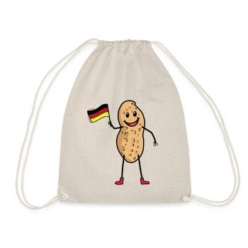 Hallo Deutschland Erdnuss Nuss Fußball Tor Fahne - Turnbeutel - Natur - Vorne