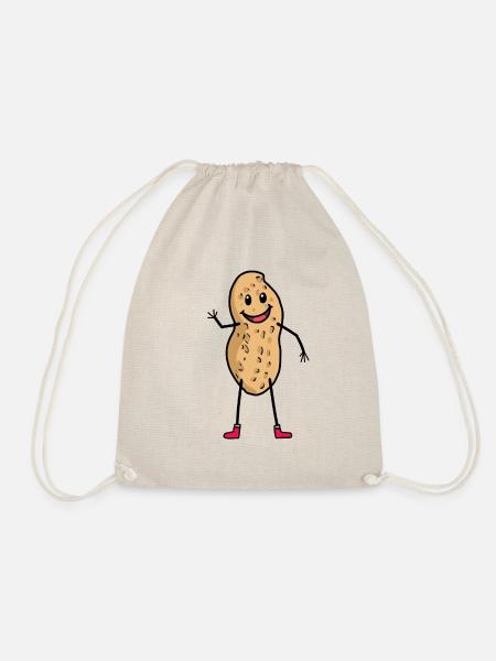 happy peanut funny peanuts kids gift idea - Drawstring Bag - nature