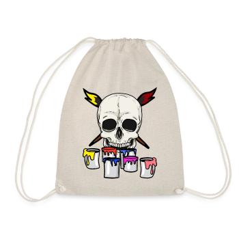 Skull Artist Painter Artist Paint Drawing - Drawstring Bag - nature - Front