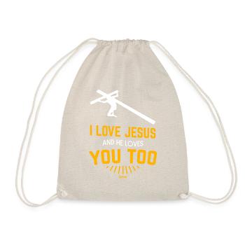 ich liebe jesus und er liebt dich auch - Turnbeutel - Natur - Vorne