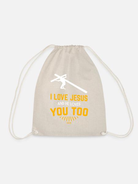 ich liebe jesus und er liebt dich auch - Turnbeutel - Natur