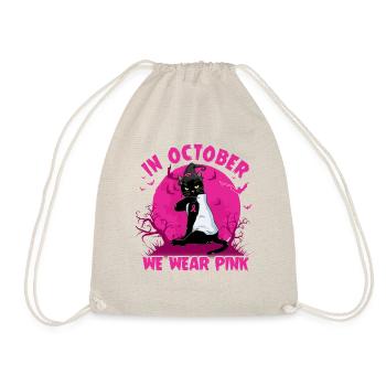 In October We Wear Pink Halloween T Shirt - Turnbeutel - Natur - Vorne