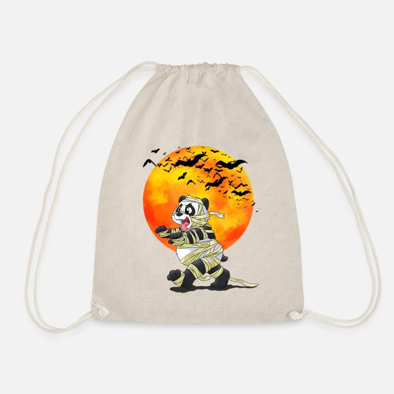 Mumie Panda Halloween Mädchen Junge Kostüm - Turnbeutel - Natur