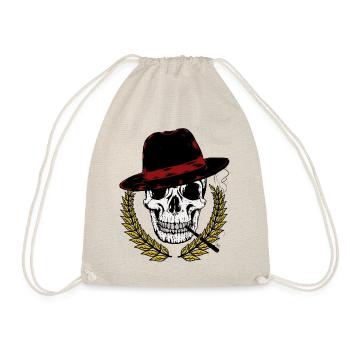 Mafia Italy Gangster Bass Gentleman Laurel Death - Drawstring Bag - nature - Front