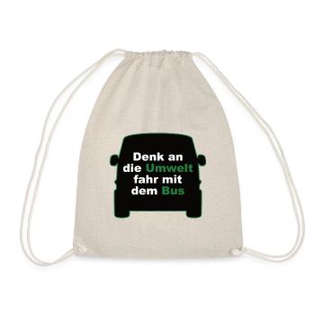 Denk an die Umwelt – Bus - Turnbeutel - Natur - Vorne