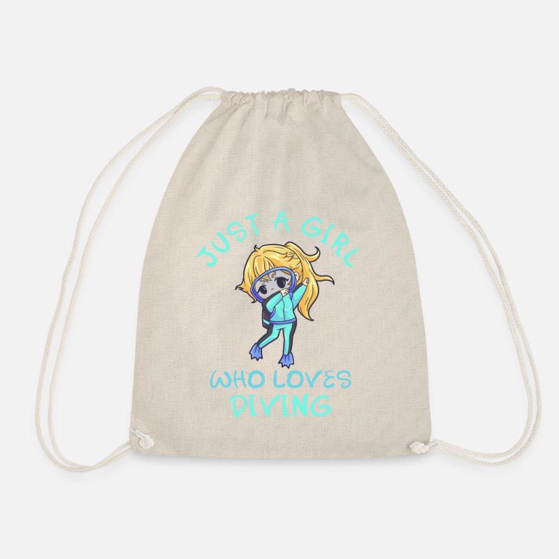 Just A Girl Who Loves Diving dabbing dab - Drawstring Bag - nature
