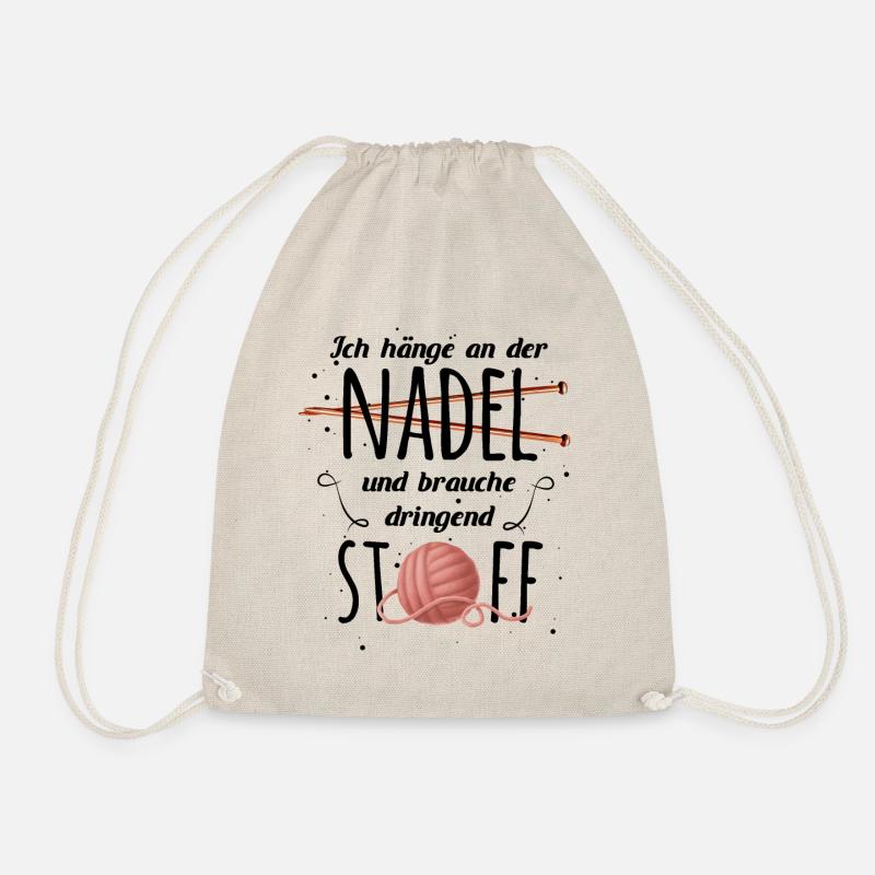 Witziger Strickwolle Spruch für Omas Geschenk - Turnbeutel - Natur