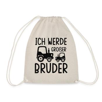 Traktor Ich Werde Großer Bruder Trecker Babyparty - Turnbeutel - Natur - Vorne