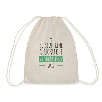 Glückliche Vegetarierin - Turnbeutel - Natur - Vorne