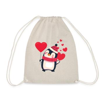 Sweet penguin with heart celebrates love - Drawstring Bag - nature - Front