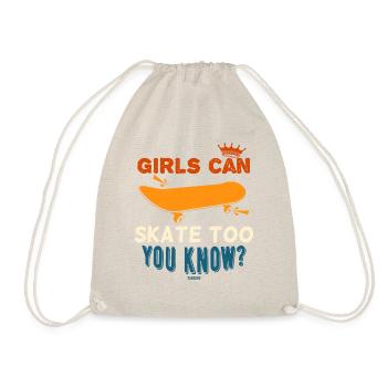 Girls Can Skate Too You Know? - Drawstring Bag - nature - Front