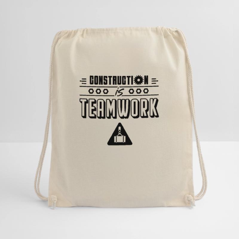 Construction work is teamwork construction site construction workers Drawstring Bag