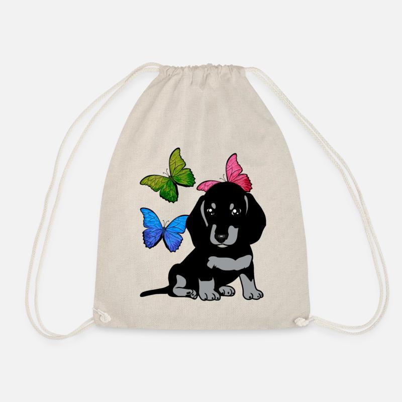 Hunde Frühling Dackel Hund Schmetterlinge - Turnbeutel - Natur