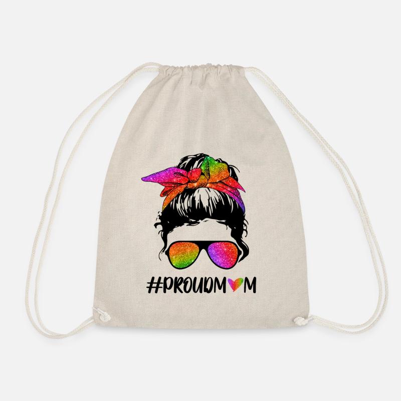 Proud Mom Hashtag - Drawstring Bag - nature