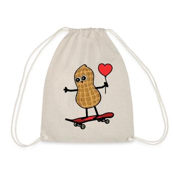 Peanut Skater Fantasy Kids Teens Sports - Drawstring Bag - nature - Front
