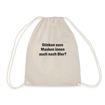 Bier trinken Maske tragen Corona lustiger Spruch - Turnbeutel - Natur - Vorne