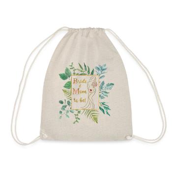 Bride & Mom to be, schwanger, Hochzeit, Geschenk - Turnbeutel - Natur - Vorne