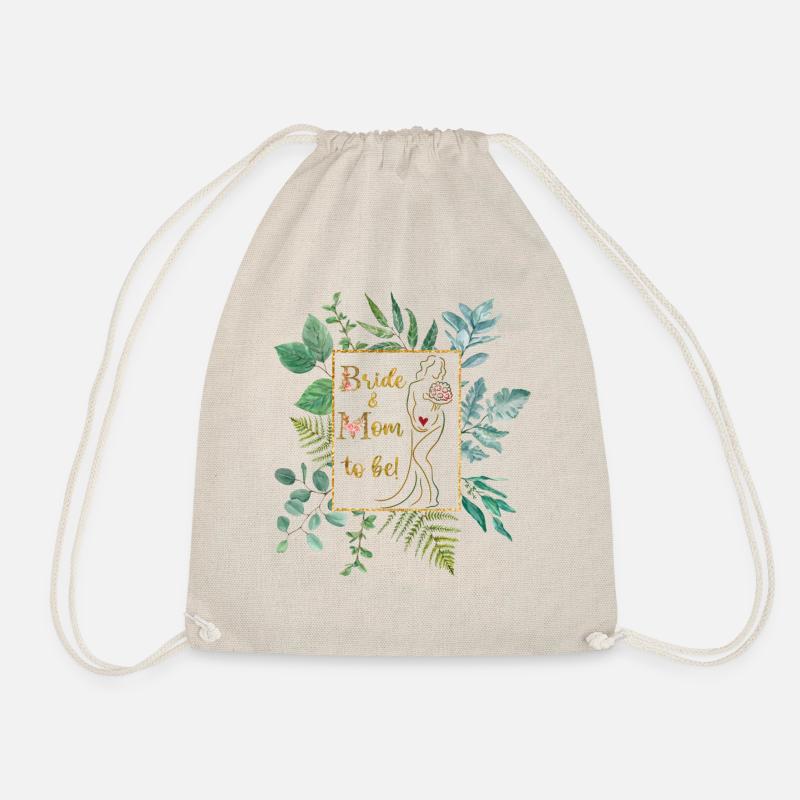 Bride & Mom to be, schwanger, Hochzeit, Geschenk - Turnbeutel - Natur