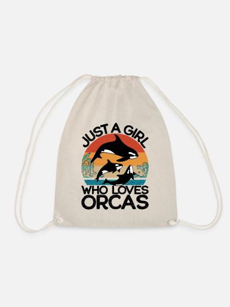 Just a girl who loves orcas - Schwertwal Vintage - Turnbeutel - Natur