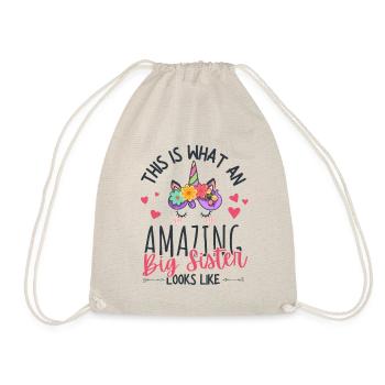 Big Sister Unicorn Pregnancy Childbirth Sweet - Drawstring Bag - nature - Front