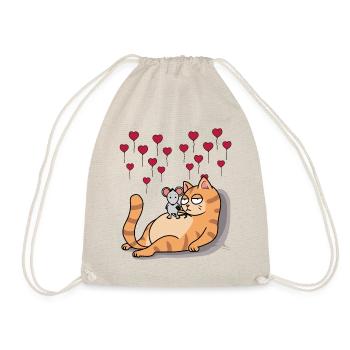 Cat Mouse Forever Friends Friendship Hearts - Drawstring Bag - nature - Front