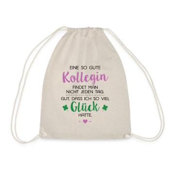 Ich hatte Glück Kollegin Geschenk Spruch - Turnbeutel - Natur - Vorne
