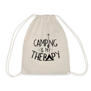 Campen Ist Meine Therapie Camperin Camping Camper - Turnbeutel - Natur - Vorne
