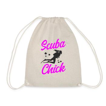 Diving Diver Girl Scuba Chick - Turnbeutel - Natur - Vorne