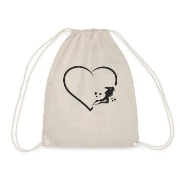 Scuba Diving Diver Girl Heart - Turnbeutel - Natur - Vorne