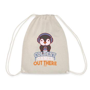 Penguin South Pole play geek gaming - Drawstring Bag - nature - Front