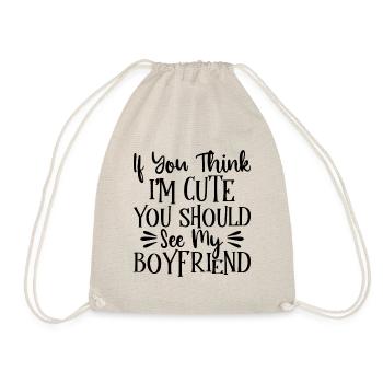 Cute Girlfriend Boyfriend Valentines Day - Drawstring Bag - nature - Front