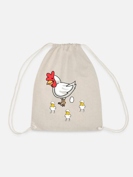 Geflügel Federvieh Huhn Henne Eier Ostern Kinder - Turnbeutel - Natur