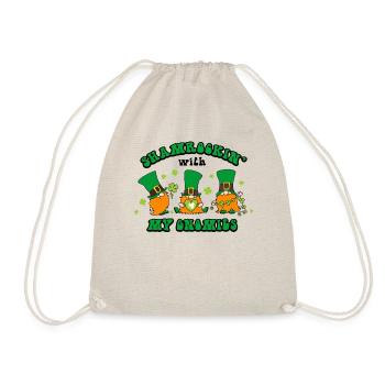 Shamrockin With My Gnomies Patricks Day - Drawstring Bag - nature - Front