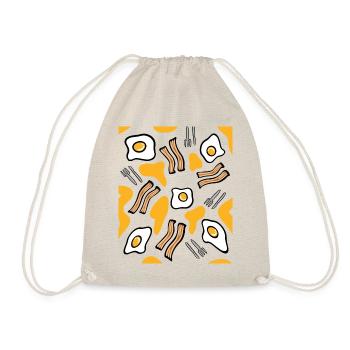 Breakfast design of fried eggs and bacon - Drawstring Bag - nature - Front