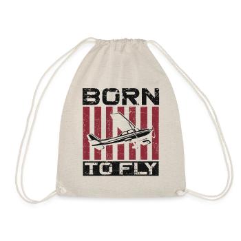 Airplane Pilot Vintage Born To Fly - Drawstring Bag - nature - Front