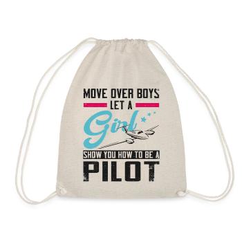 Airplane Pilot Girl Vintage Move - Turnbeutel - Natur - Vorne