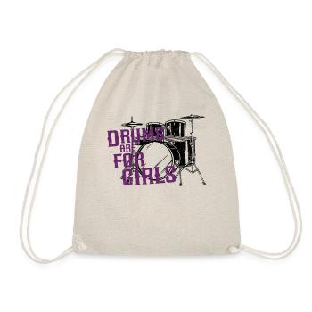 Drummer Drum Set Girl Vintage - Turnbeutel - Natur - Vorne