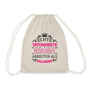 Tätowierte Prinzessin arbeitet als Kellnerin / Fun - Turnbeutel - Natur - Vorne