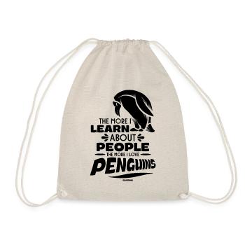 The More I Learn About People The More I Like Peng - Drawstring Bag - nature - Front
