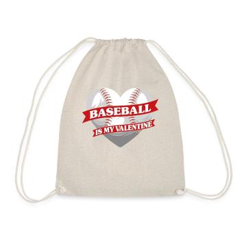 Baseball Fan Valentines Day Heart - Drawstring Bag - nature - Front