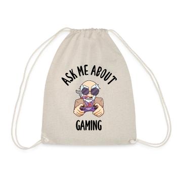 Ask Me About Gaming - Drawstring Bag - nature - Front