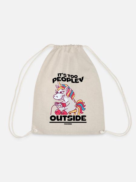 It's Too Peopley Outside Gaming Unicorn - Turnbeutel - Natur