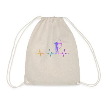 Archery Bow Archer Girl Heartbeat - Drawstring Bag - nature - Front