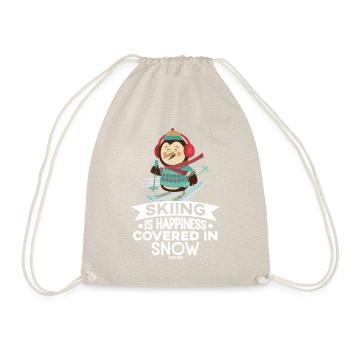 Skiing Is Happiness Covered In Snow - Drawstring Bag - nature - Front
