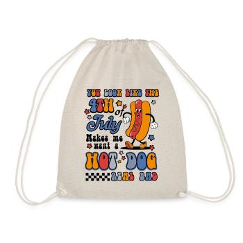 Hot Dog 4th of July American Patriotic - Drawstring Bag - nature - Front