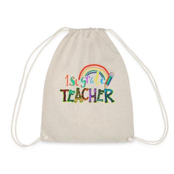 Leopard 1st Grade Teacher Rainbow - Drawstring Bag - nature - Front